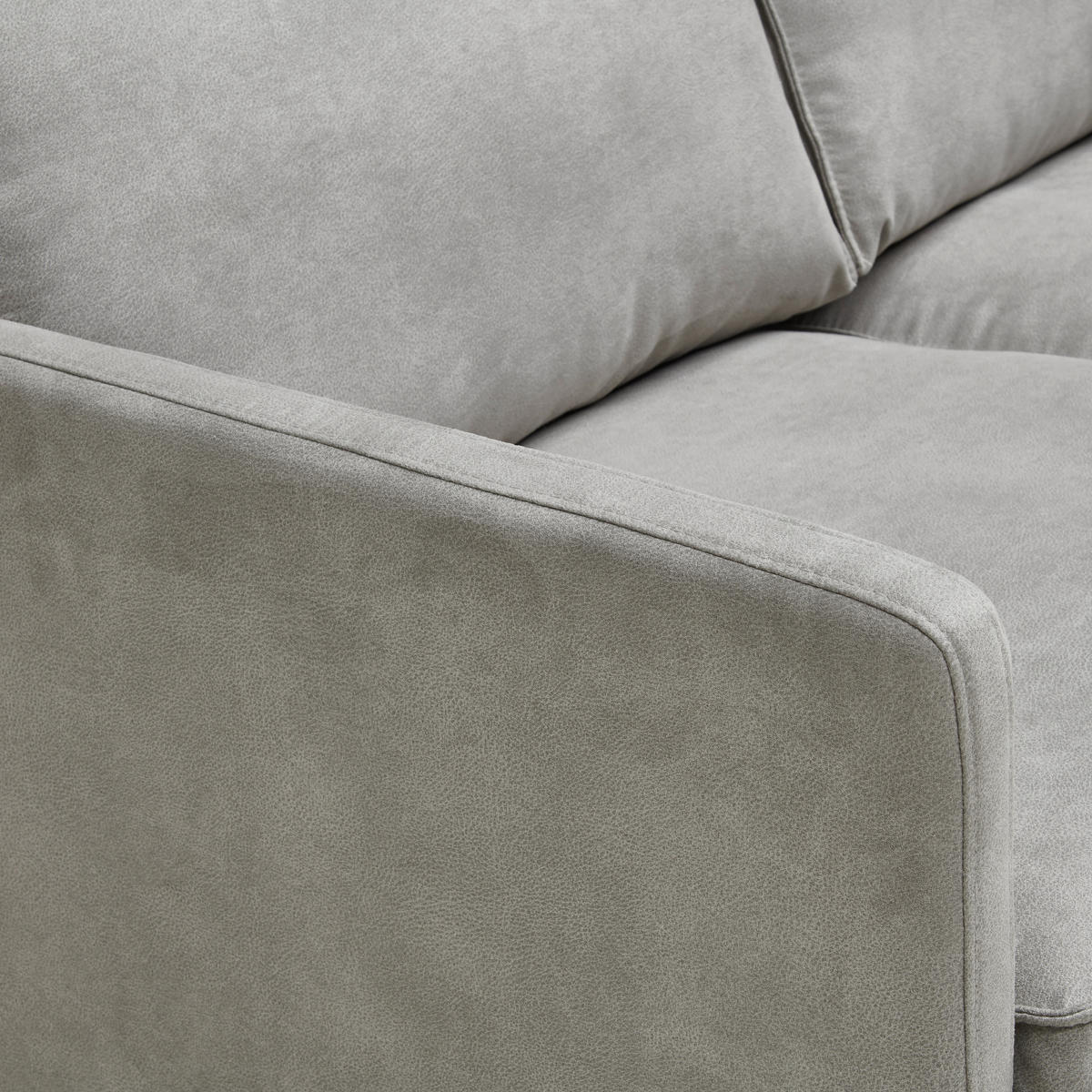 ECKSOFA in Flachgewebe Hellgrau  - Hellgrau/Schwarz, Trend, Textil/Metall (232/154cm) - Livetastic
