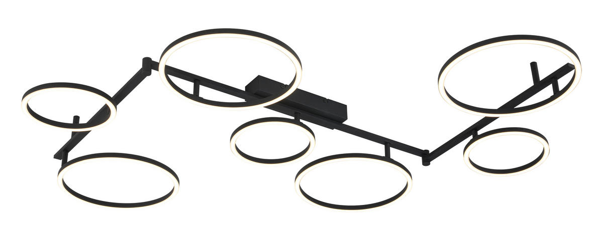 LED-DECKENLEUCHTE 118/127/12 cm  - Schwarz, Design, Kunststoff/Metall (118/127/12cm) - Novel