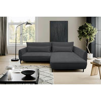 ECKSOFA Dunkelgrau Bouclé  - Dunkelgrau/Creme, Design, Textil/Metall (273/204cm) - MID.YOU
