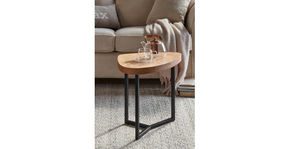 COUCHTISCH in Holz, Metall 48/45/45 cm - Eichefarben/Schwarz, Natur, Holz/Metall (48/45/45cm) - Novel