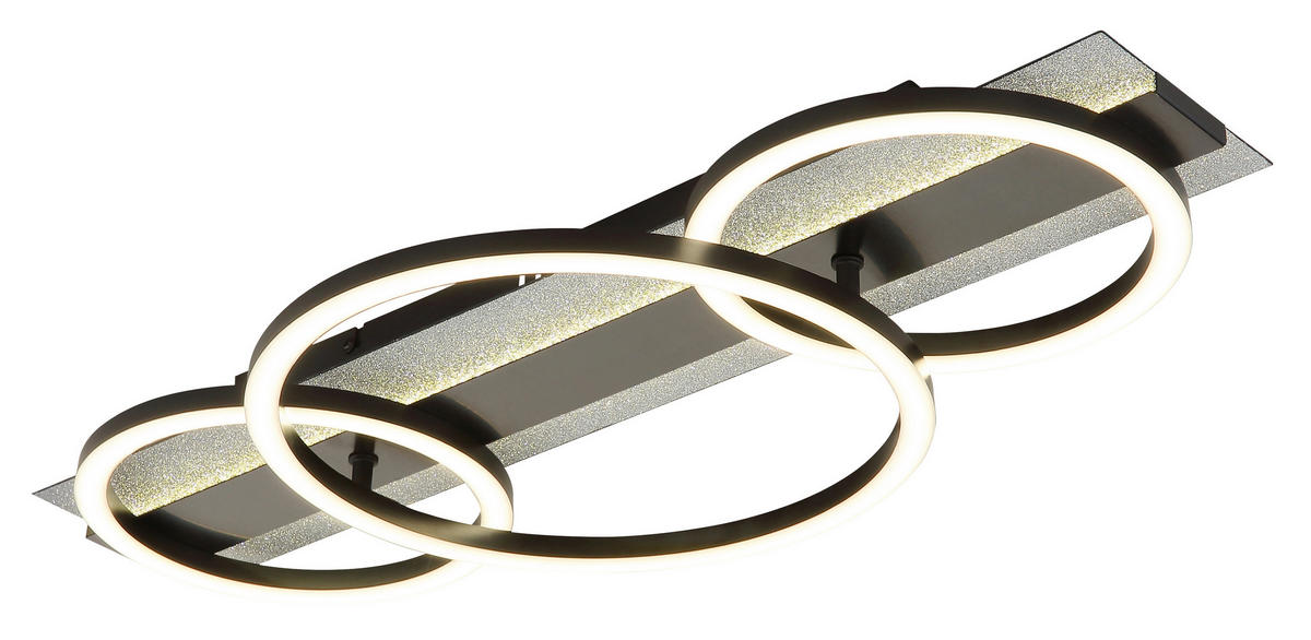 LED-DECKENLEUCHTE 62,2/30/8,8 cm   - Silberfarben/Schwarzchrom, Design, Kunststoff/Metall (62,2/30/8,8cm) - Globo