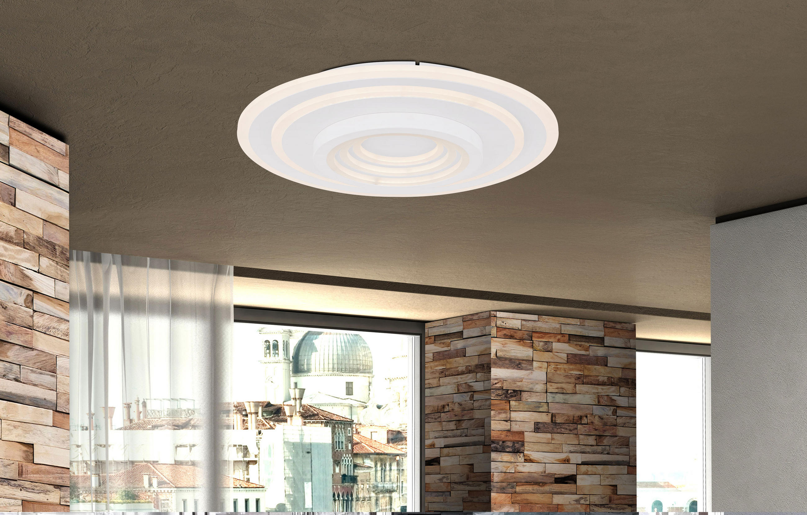 LED-DECKENLEUCHTE Bafur 49,5/7 cm   - Weiß, Design, Kunststoff/Metall (49,5/7cm) - Globo