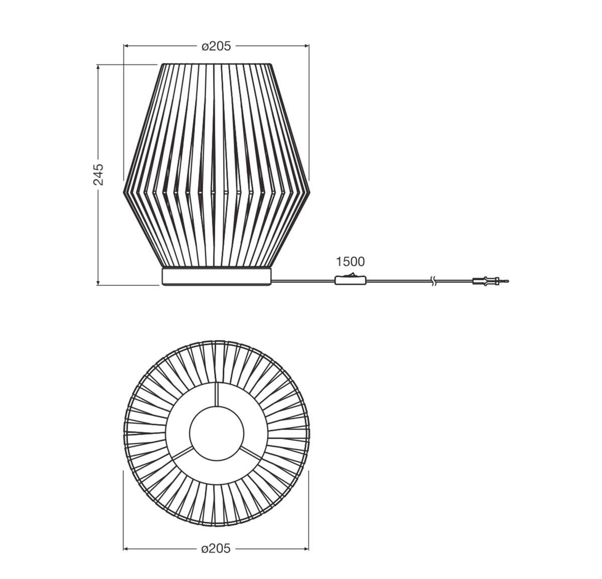 TISCHLEUCHTE 20,5/24,5 cm   - Dunkelgrau, Basics, Textil/Metall (20,5/24,5cm) - Osram