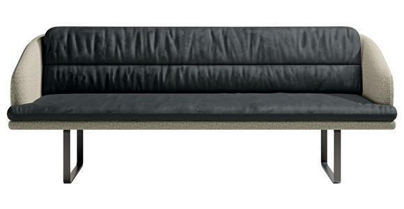 SITZBANK 255/89/68 cm Velours, Flachgewebe Dunkelgrau, Graugrün Metall  - Dunkelgrau/Schwarz, Design, Textil/Metall (255/89/68cm) - Dieter Knoll
