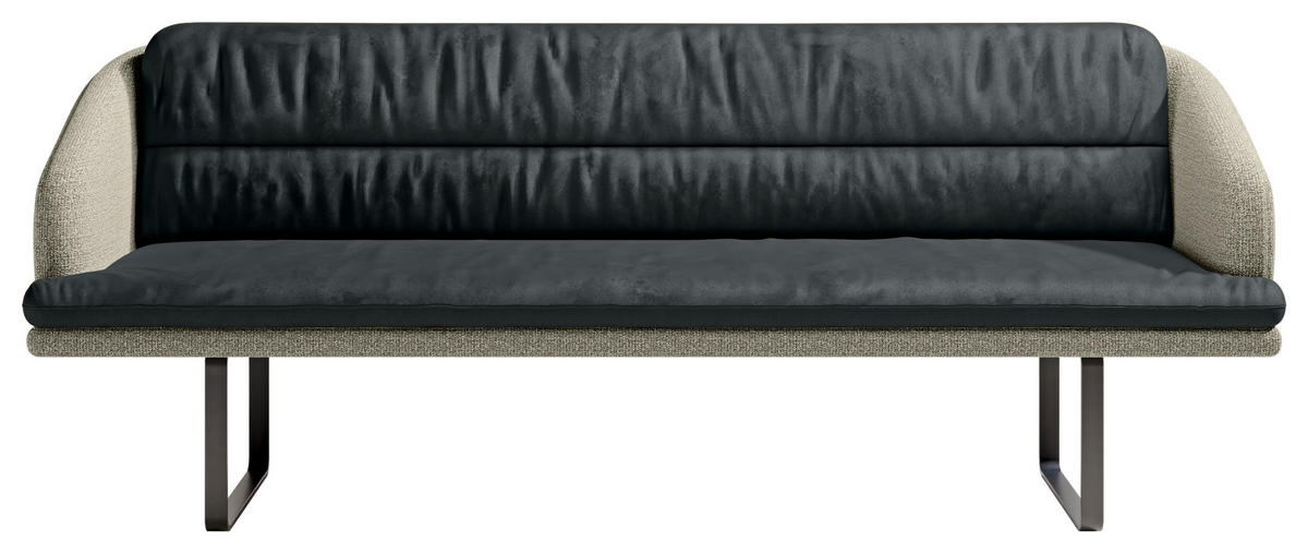 SITZBANK 255/89/68 cm Velours, Flachgewebe Dunkelgrau, Graugrün Metall  - Dunkelgrau/Schwarz, Design, Textil/Metall (255/89/68cm) - Dieter Knoll