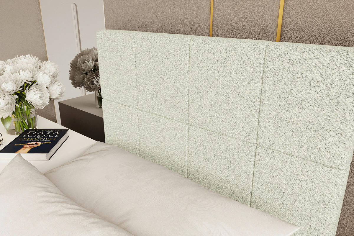 BOXBETT 90/200 cm,  in Creme, Matratze, Topper, Bettschublade, H3 = fest  - Creme/Schwarz, KONVENTIONELL, Kunststoff/Textil (90/200cm) - Boxxx