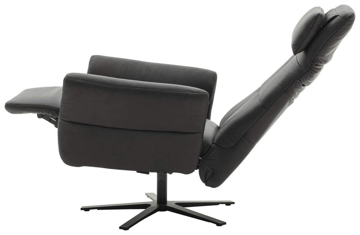 RELAXSESSEL in Leder Anthrazit  - Anthrazit/Schwarz, Design, Leder/Metall (81/92/120/82cm) - Schöner Wohnen