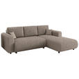 ECKSOFA inkl. Funktionen Taupe Cord  - Taupe/Schwarz, KONVENTIONELL, Kunststoff/Textil (260/200cm) - Xora