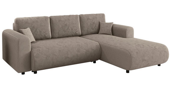 ECKSOFA inkl. Funktionen Taupe Cord  - Taupe/Schwarz, KONVENTIONELL, Kunststoff/Textil (260/200cm) - Xora