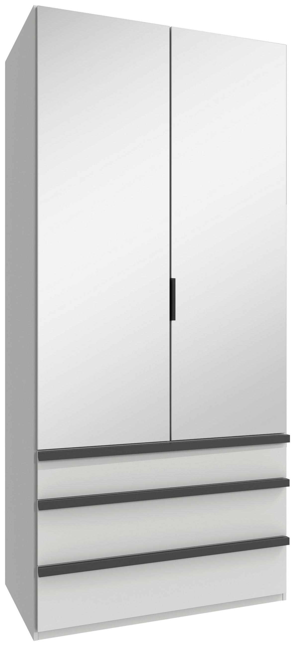 GARDEROB MED VIKDÖRRAR 100/216/58 cm 1-dörrar - vit/svart, Design, trämaterial/glas (100/216/58cm) - Boxxx