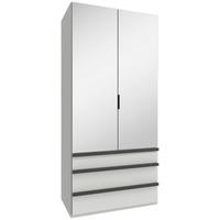 GARDEROB MED VIKDÖRRAR 100/216/58 cm 1-dörrar - vit/svart, Design, trämaterial/glas (100/216/58cm) - Boxxx