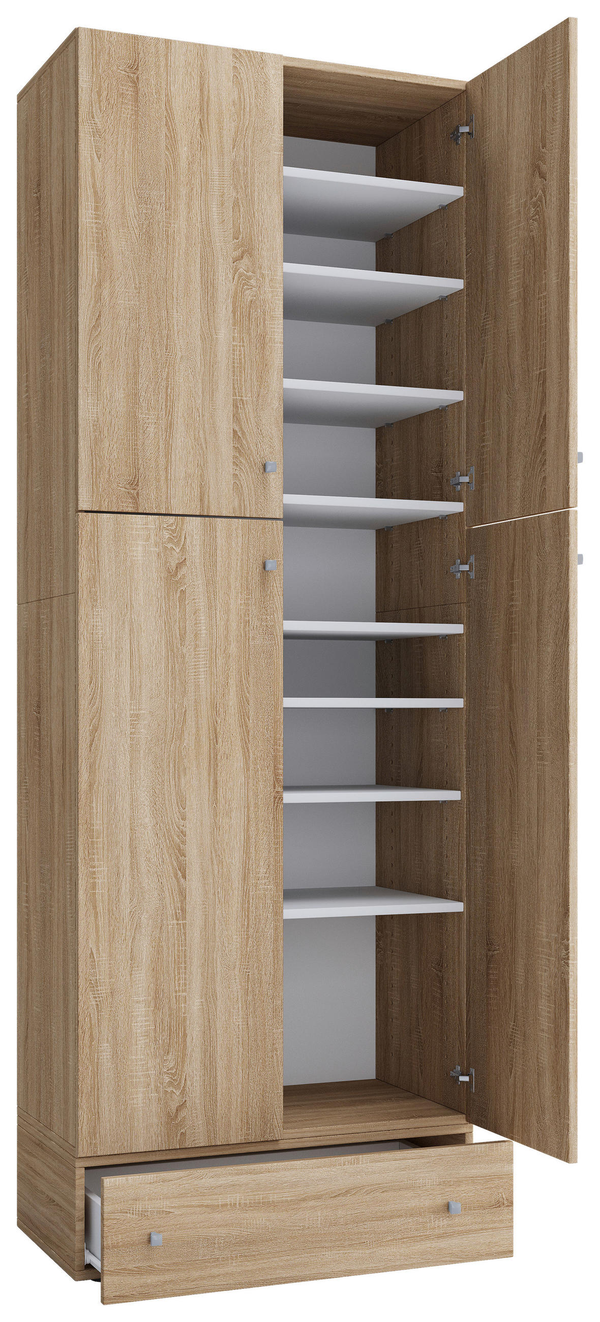 SCHUHSCHRANK Sonoma Eiche  - Schwarz/Grau, MODERN, Holzwerkstoff/Kunststoff (70/200/39cm) - MID.YOU