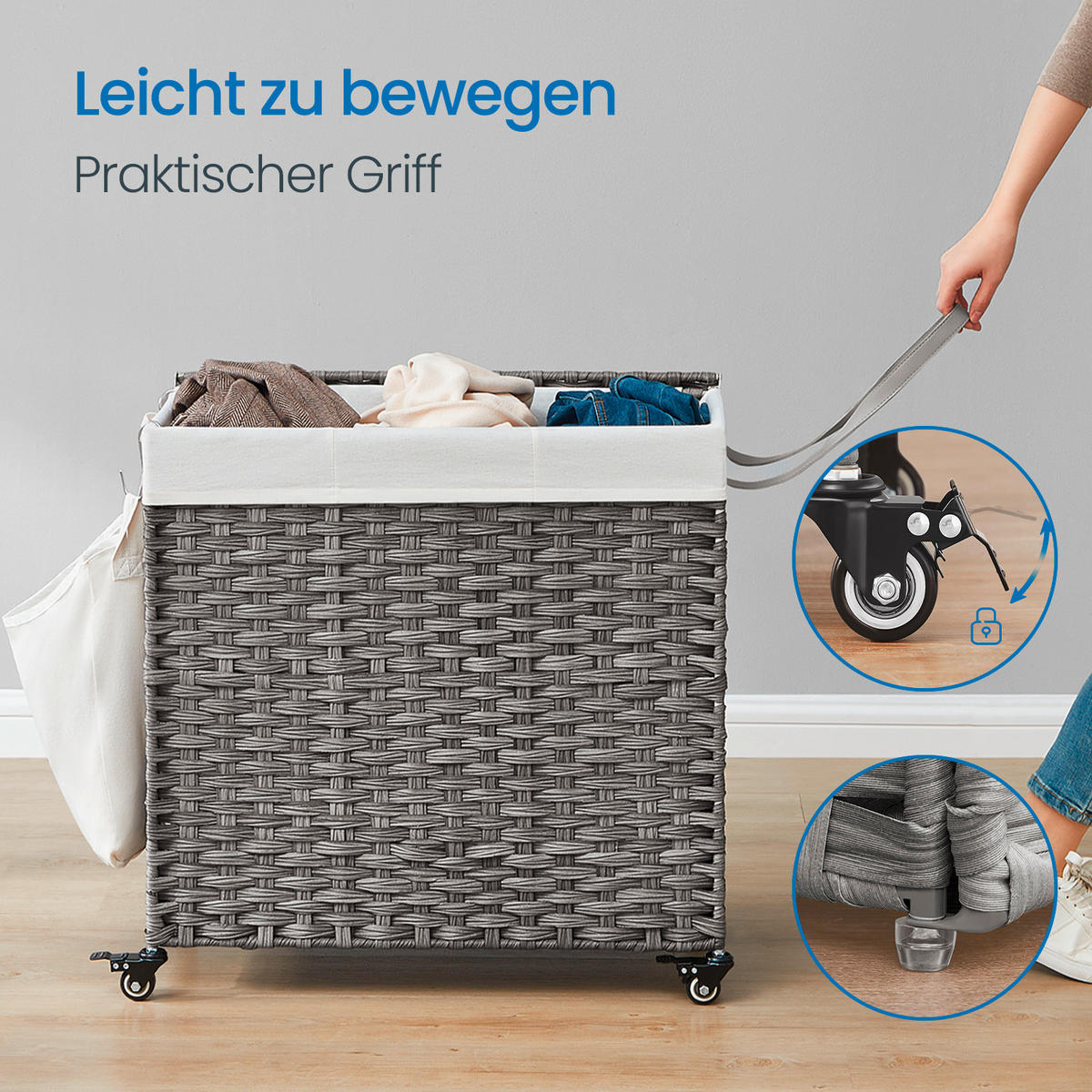 WÄSCHEKORB - Grau, Basics, Kunststoff/Metall (66/66/33cm)