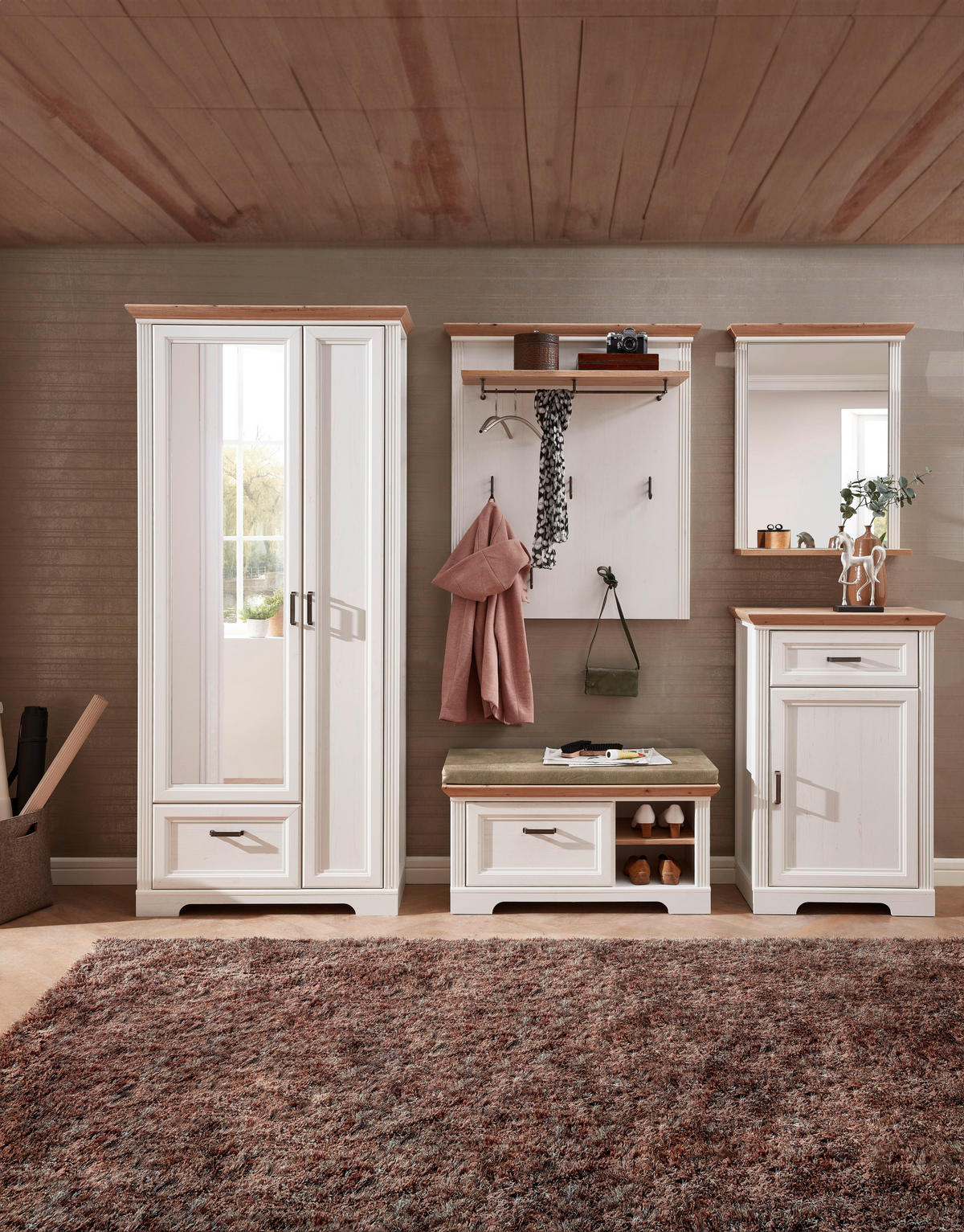 GARDEROBENPANEEL  in 93/107/30 cm  - Eichefarben/Pinienfarben, ROMANTIK / LANDHAUS, Holzwerkstoff (93/107/30cm) - Landscape