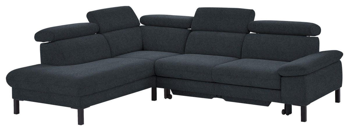 ECKSOFA in Flachgewebe Anthrazit  - Anthrazit/Schwarz, Design, Holzwerkstoff/Textil (217/272cm) - Pure Home Comfort
