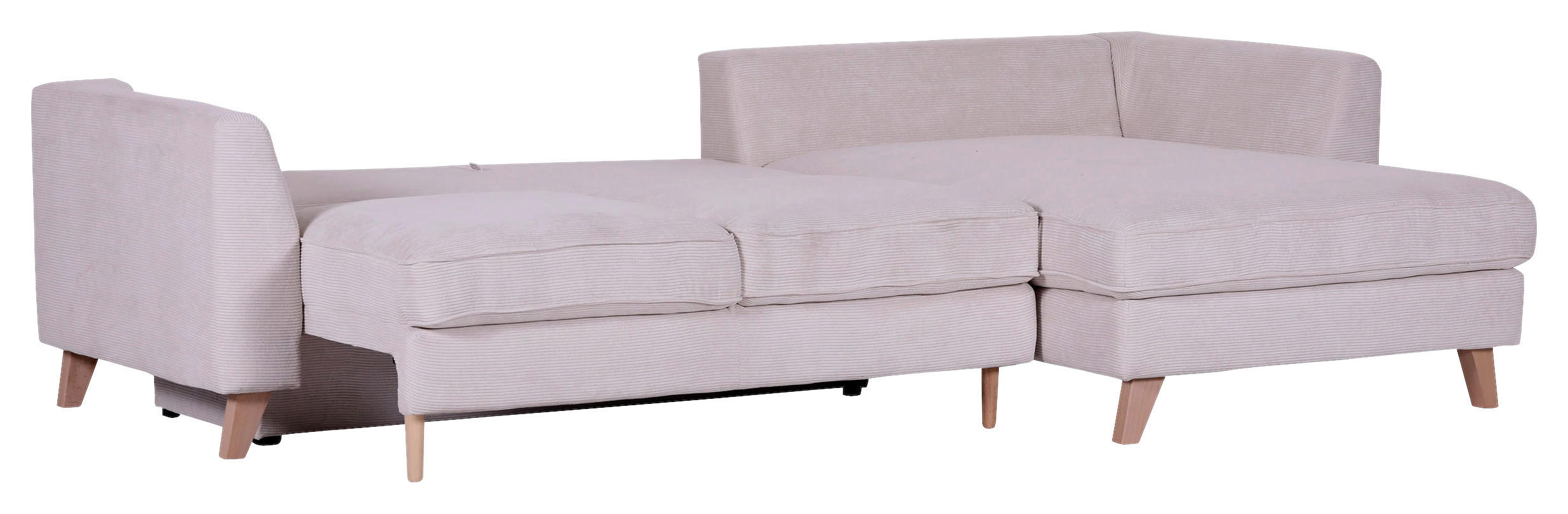 ECKSOFA in Cord Naturfarben - Buchefarben/Naturfarben, Design, Holz/Textil (271/165cm) - MID.YOU