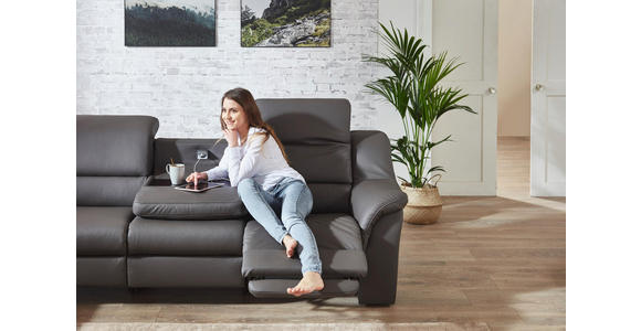 WOHNLANDSCHAFT in Leder Grau - Chromfarben/Grau, KONVENTIONELL, Leder/Kunststoff (324/260cm) - Cantus