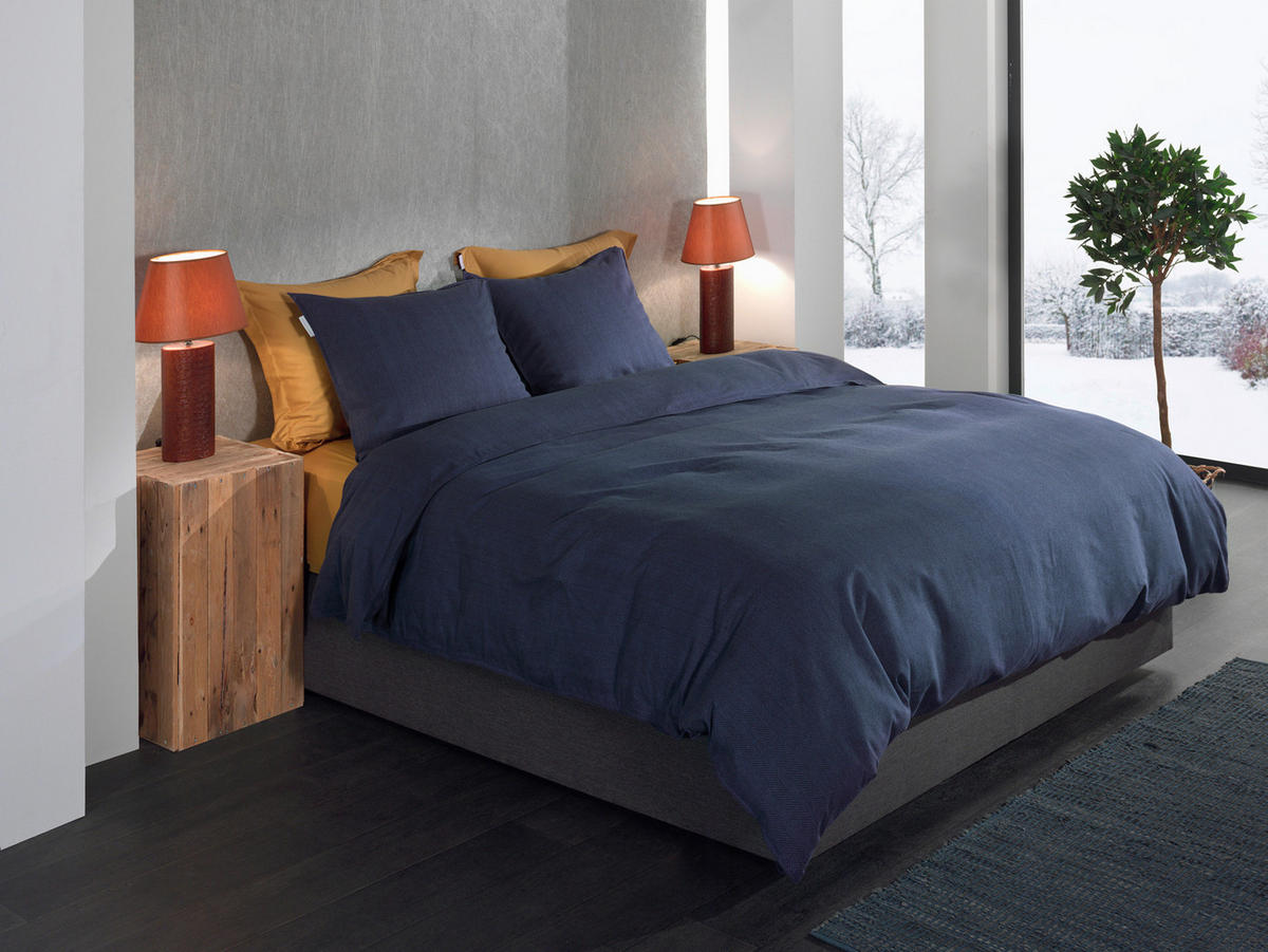 BETTWÄSCHE Spina Flanell 155/220 cm  - Dunkelblau, Basics, Textil (155/220cm)
