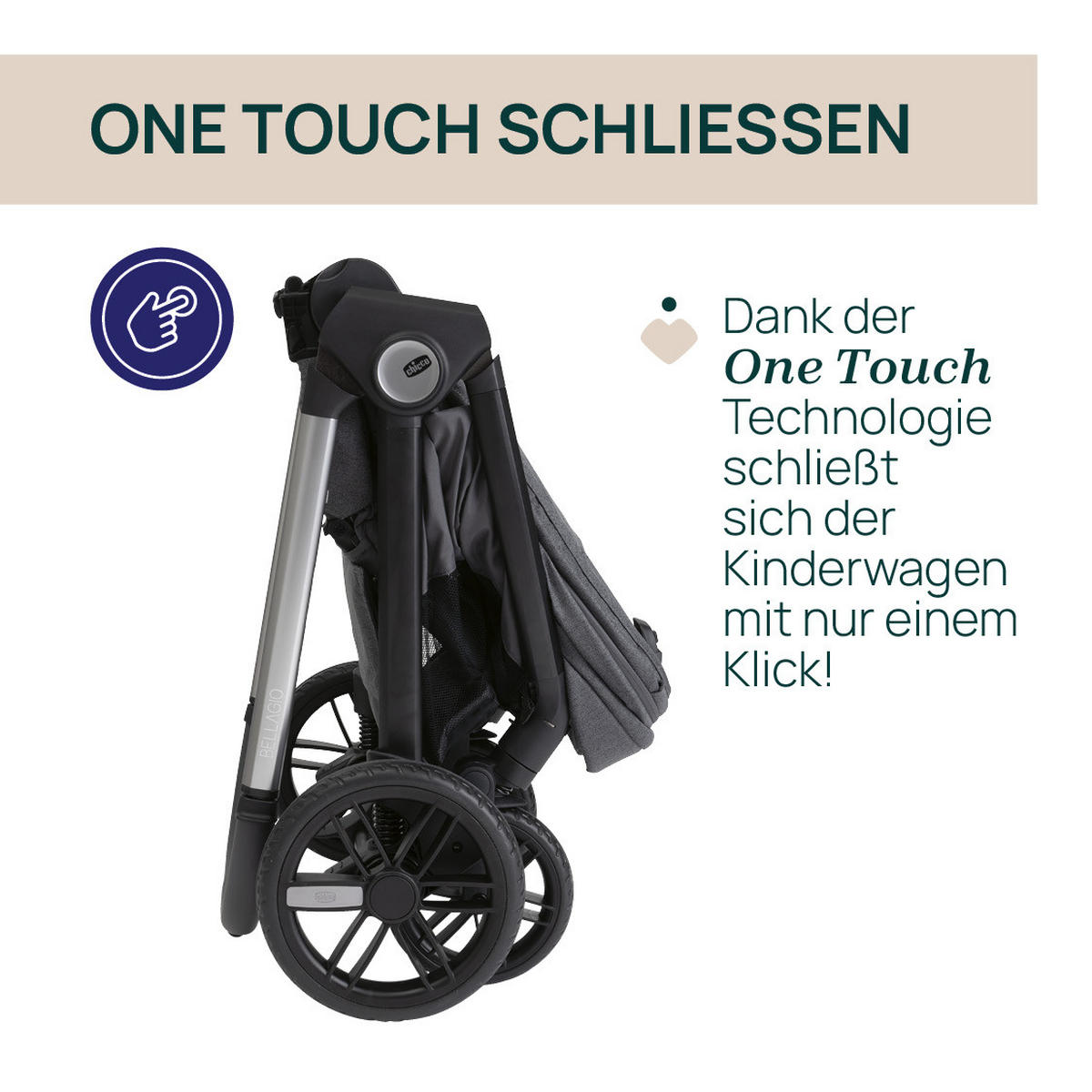 KINDERWAGEN  Bellagio  Black Satin  - Schwarz/Grau, Basics, Metall (55/82/97-106cm) - Chicco