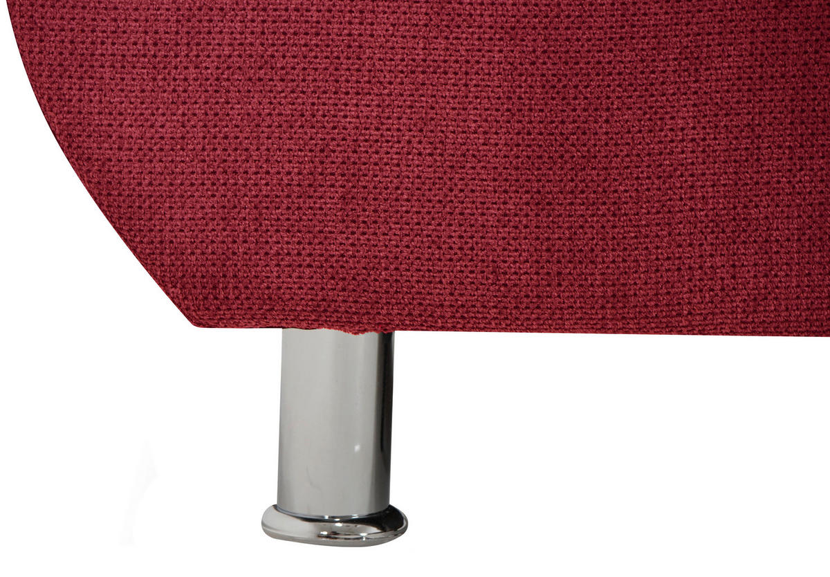 ECKSOFA Rot Flachgewebe, Mikrofaser  - Chromfarben/Rot, Design, Kunststoff/Textil (312/198cm) - Livetastic