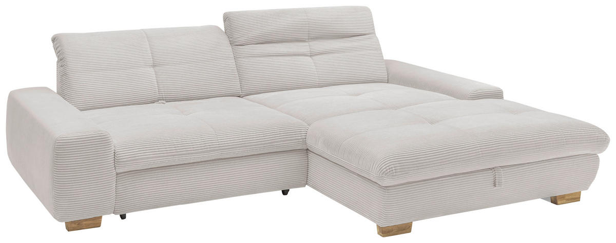 ECKSOFA Hellgrau Cord  - Eichefarben/Hellgrau, Design, Holz/Textil (276/198cm) - SetOne by Musterring