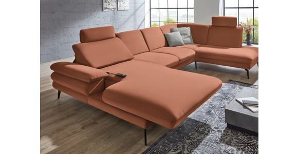 WOHNLANDSCHAFT Orange Webstoff  - Schwarz/Orange, Design, Textil/Metall (180/344/208cm) - Dieter Knoll