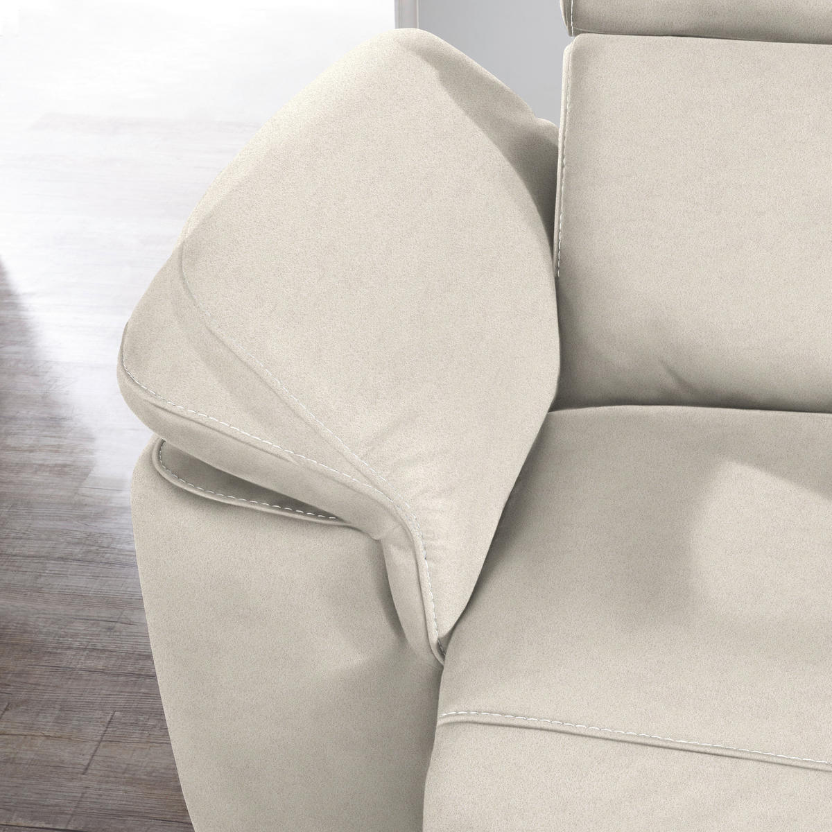 CANAPÉ D'ANGLE in Flachgewebe, Mikrofaser Ecru  - Ecru/Beige, Design, Textil/Metall (271/239cm) - Cantus