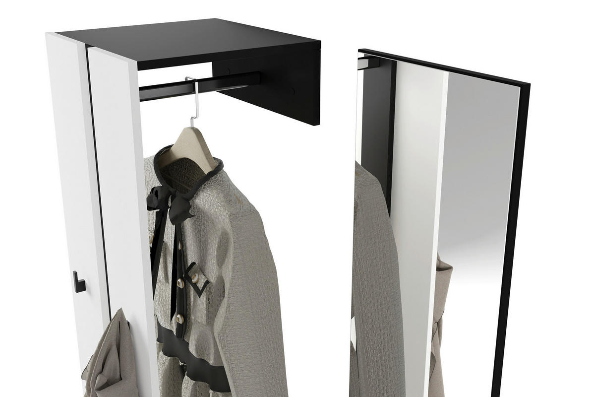 GARDEROBE  in 100/186/40 cm  - Schwarz/Weiß, Design, Holzwerkstoff (100/186/40cm) - MID.YOU