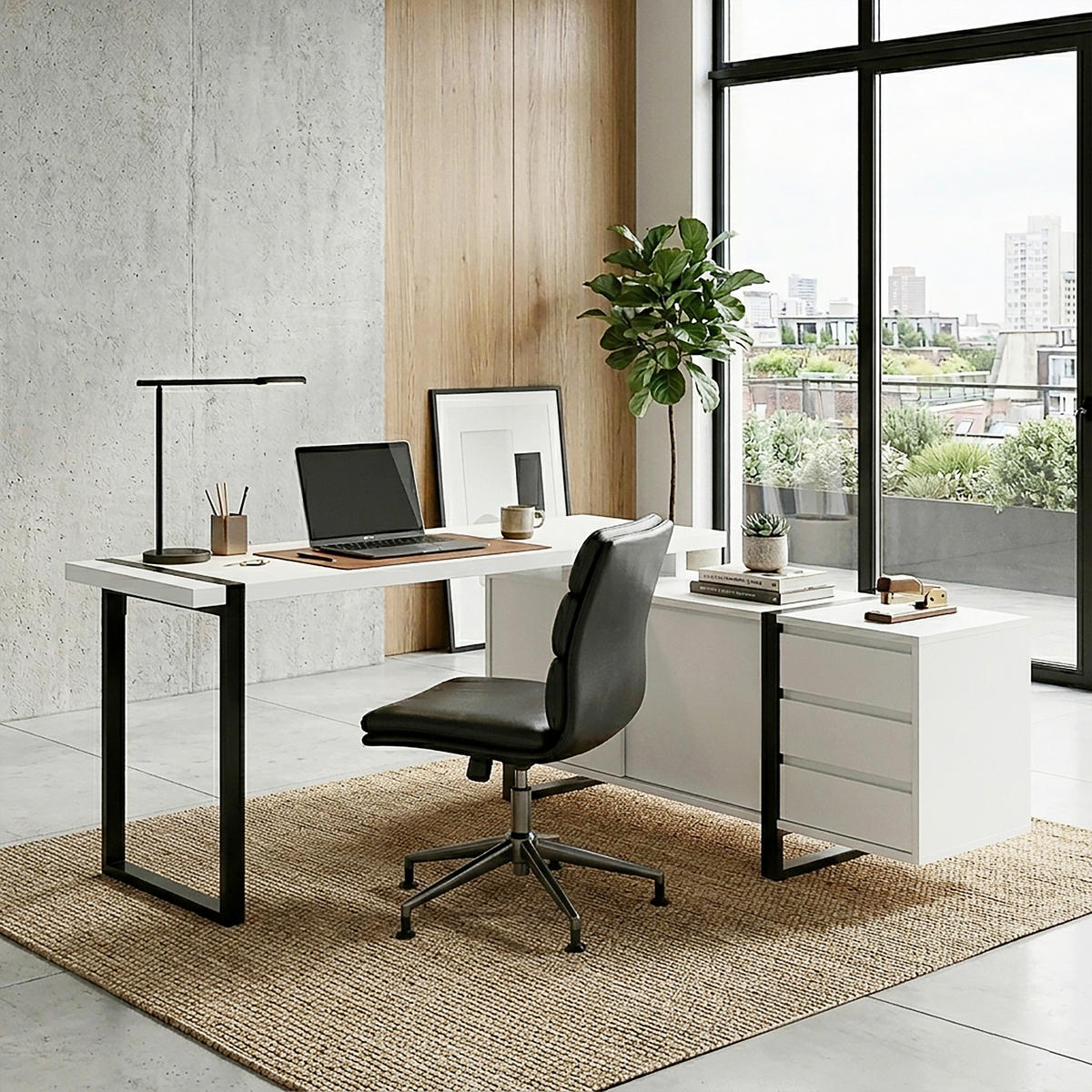 SAROKÍRÓASZTAL  - fekete/fehér, Modern, faalapú anyag/fém (160/160/76cm) - Livetastic