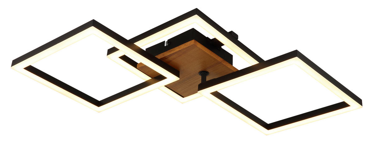 LED-DECKENLEUCHTE 30 W    66/31/7,5 cm  - Dunkelbraun/Opal, Design, Holz/Kunststoff (66/31/7,5cm) - Globo