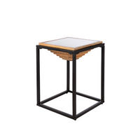 BEISTELLTISCH Mangoholz massiv Schwarz, Hellbraun quadratisch  - Hellbraun/Schwarz, Basics, Holz/Metall (40/56/40cm)
