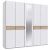 DREHTÜRENSCHRANK in Eichefarben, Hickory, Weiss  - Weiss/Eichefarben, Konventionell, Glas/Holzwerkstoff (225/208/58cm) - Carryhome