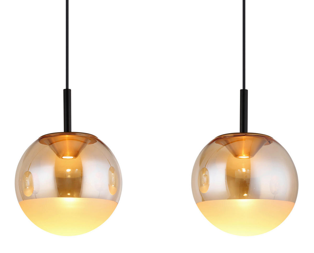 LED-HÄNGELEUCHTE 106/25/130 cm  - Messingfarben/Schwarz, KONVENTIONELL, Glas/Kunststoff (106/25/130cm)