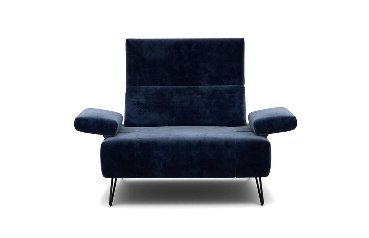 SESSEL Samt Dunkelblau    - Schwarz/Dunkelblau, Design, Textil/Metall (114-142/85/86-94cm) - SENSOO