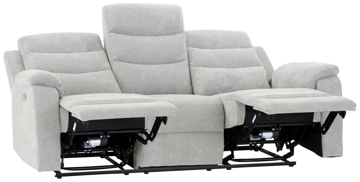 3-SITZER-SOFA Webstoff Hellgrau  - Hellgrau/Schwarz, KONVENTIONELL, Kunststoff/Textil (208/102/93cm) - P & B