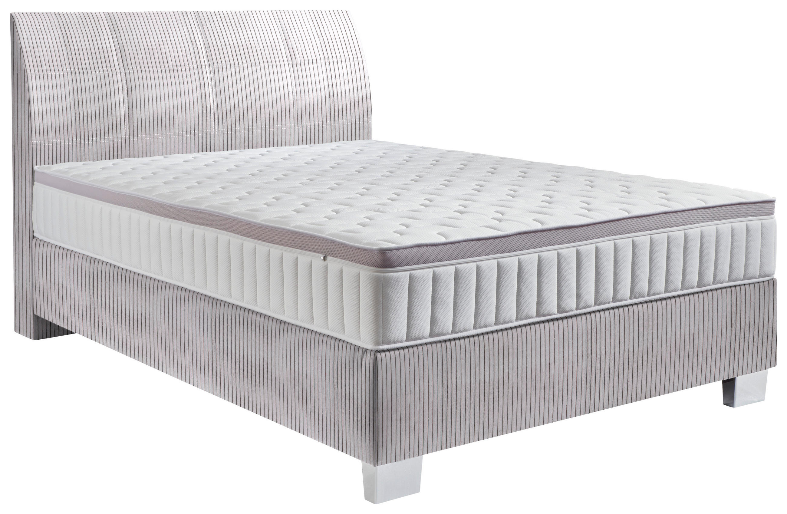 BOXSPRINGBETT 140/200 cm  in Grau  - Chromfarben/Grau, KONVENTIONELL, Kunststoff/Textil (140/200cm) - Hom`in
