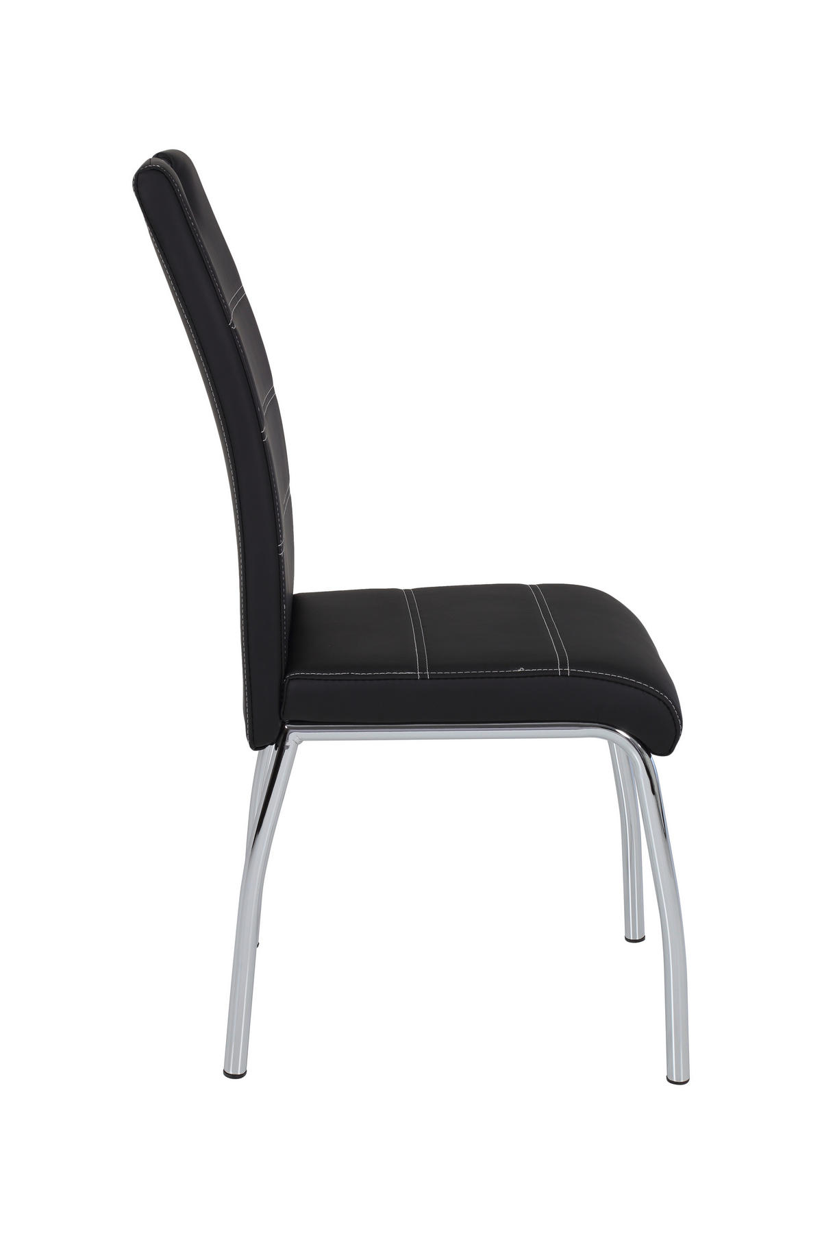 STUHL-SET 4 Stück  in Stahl Lederlook Metall, Textil  - Chromfarben/Schwarz, MODERN, Textil/Metall (44/98/61cm) - MID.YOU