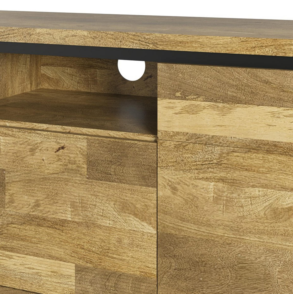LOWBOARD Ankara  in 157/68/42 cm  - Schwarz/Naturfarben, KONVENTIONELL, Holz/Metall (157/68/42cm) - Livetastic