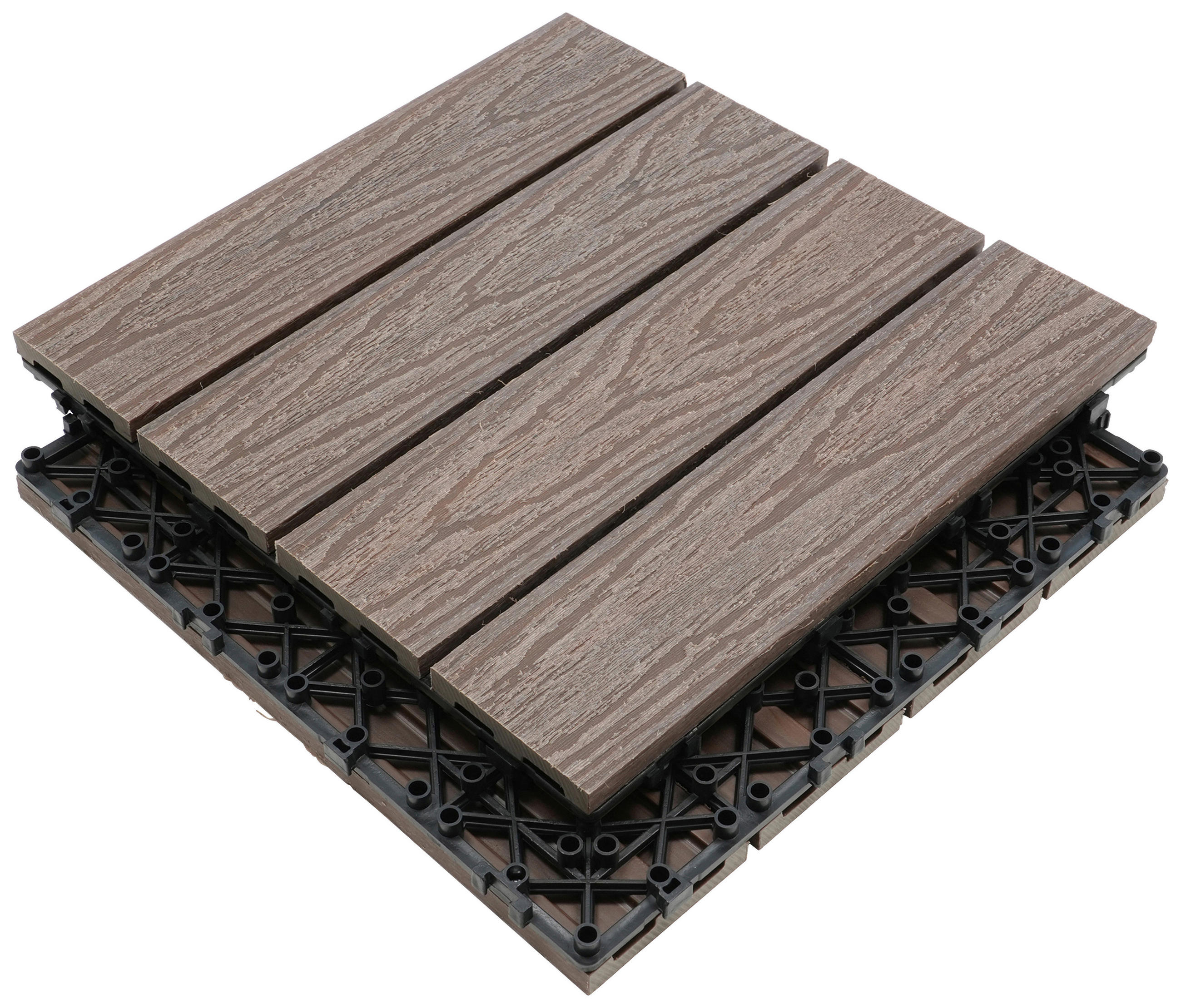 TERRASSENFLIESE 11 Stück  - Dunkelbraun, KONVENTIONELL, Holzwerkstoff (30/30/2,1cm) - Ambia Garden