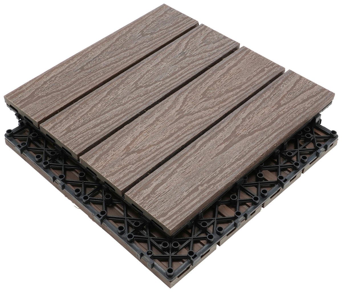 TERRASSENFLIESE 11 Stück  - Dunkelbraun, KONVENTIONELL, Holzwerkstoff (30/30/2,1cm) - Ambia Garden