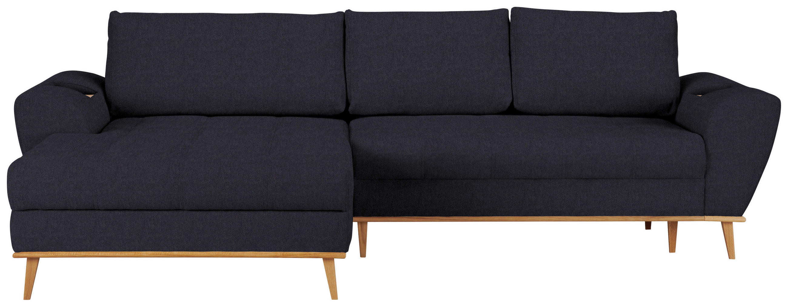 ECKSOFA Dunkelblau Webstoff  - Eichefarben/Dunkelblau, Design, Holz/Textil (175/282cm) - Carryhome