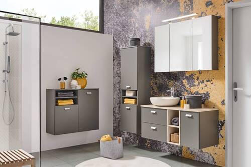 SPIEGELSCHRANK 100/75,7/16 cm  - Silberfarben/Grau, MODERN, Glas/Holzwerkstoff (100/75,7/16cm) - Stylife