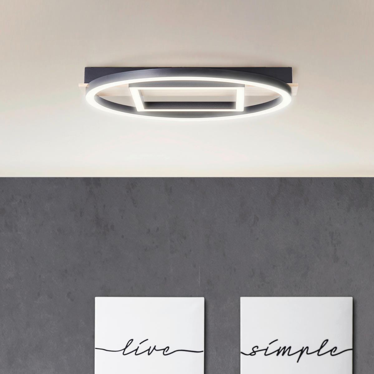 LED-PANEEL - Schwarz/Braun, Design, Holz/Kunststoff (5/39/37cm) - Brilliant
