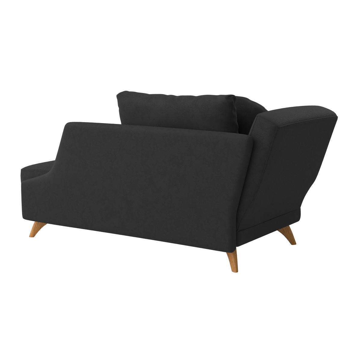 RÉCAMIERE in Flachgewebe Schwarz  - Eichefarben/Schwarz, Modern, Holz/Textil (205/74/94cm) - Bali