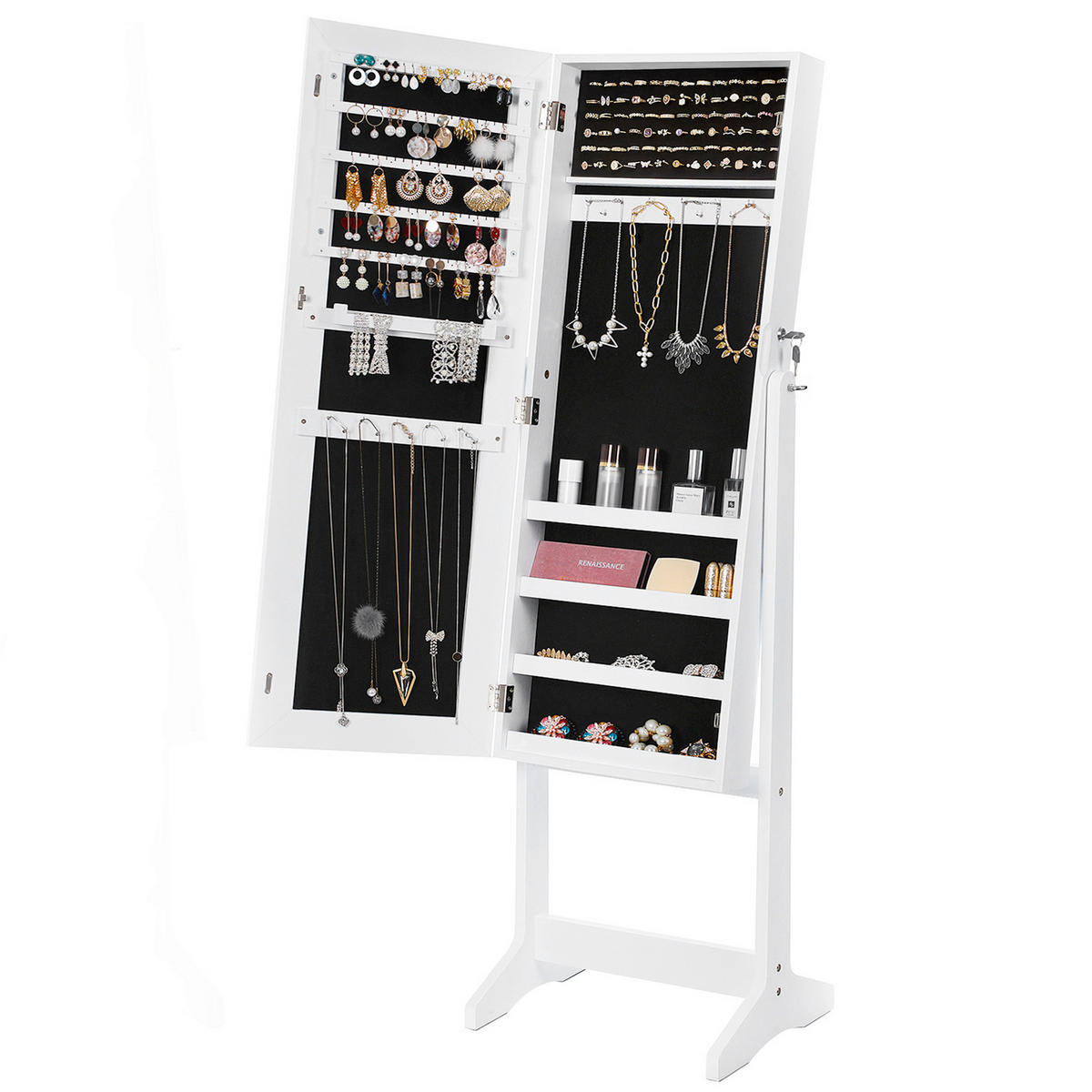 SCHMUCKSCHRANK - Weiß, Trend, Glas/Holz (41.1/151.5/36.5cm) - Boxxx