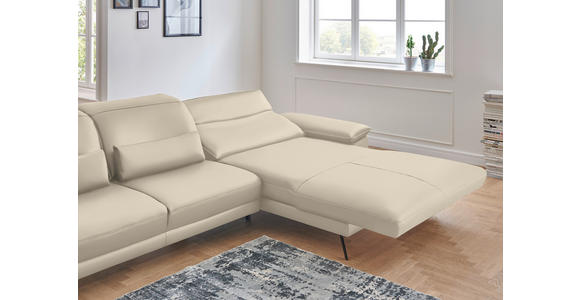 ECKSOFA Rivello in Echtleder Creme  328/193 cm  - Creme/Schwarz, Design, Leder/Metall (328/193cm) - Dieter Knoll