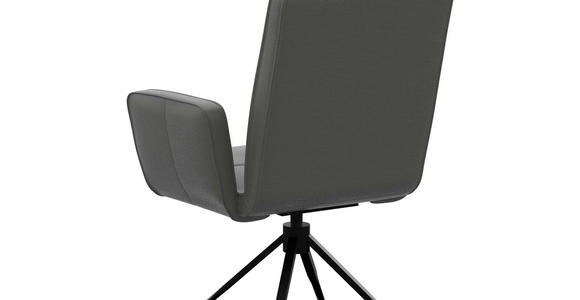 ARMLEHNSTUHL  Lederauswahl, Sitzfläche 180° drehbar  Echtleder  - Dunkelgrau/Schwarz, Design, Leder/Metall (65/91/58cm) - Moderano