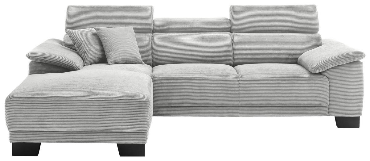 ECKSOFA in Cord Grau  174/270 cm  - Schwarz/Grau, Design, Holz/Textil (174/270cm) - Pure Home Lifestyle