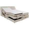BOXSPRINGBETT 180/200 cm,  in Creme, Matratze, Bettkasten, Topper, motorische Verstellbarkeit, H2 = mittel  - Silberfarben/Creme, Design, Kunststoff/Textil (180/200cm) - Esposa