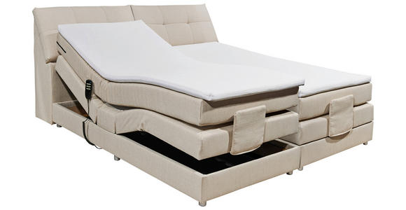 BOXSPRINGBETT 180/200 cm,  in Creme, Matratze, Bettkasten, Topper, motorische Verstellbarkeit, H2 = mittel  - Silberfarben/Creme, Design, Kunststoff/Textil (180/200cm) - Esposa